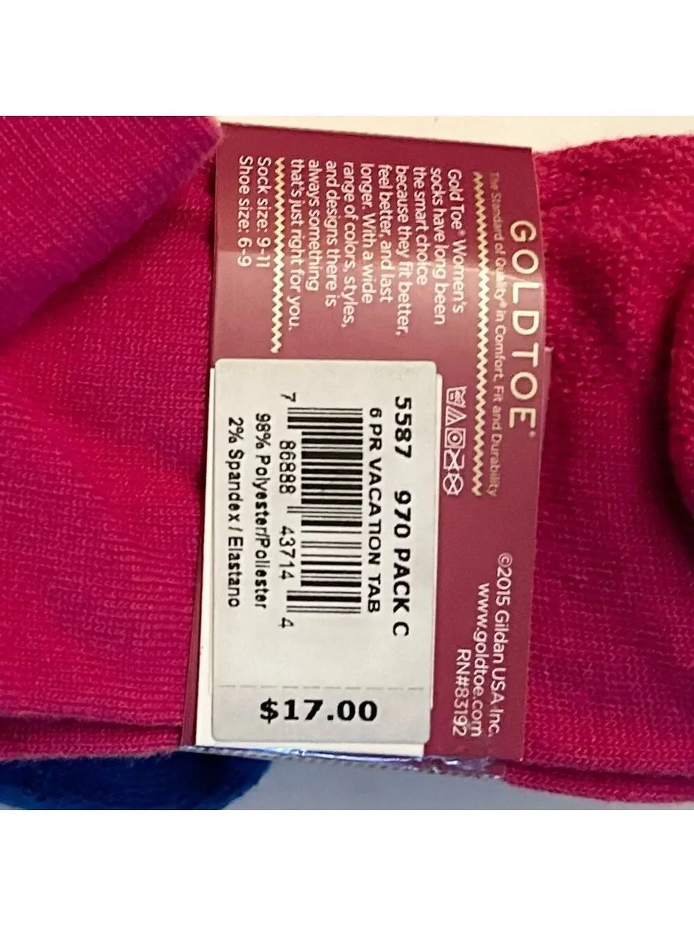 Gold toe 6 Pairs of Women’s Socks Size 9 to 11 NWT